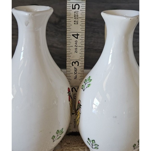 Vintage MCM Ceramic Bottles Rooster Chicken Oil & Vinegar Cruet Set (read) - Picture 7 of 9